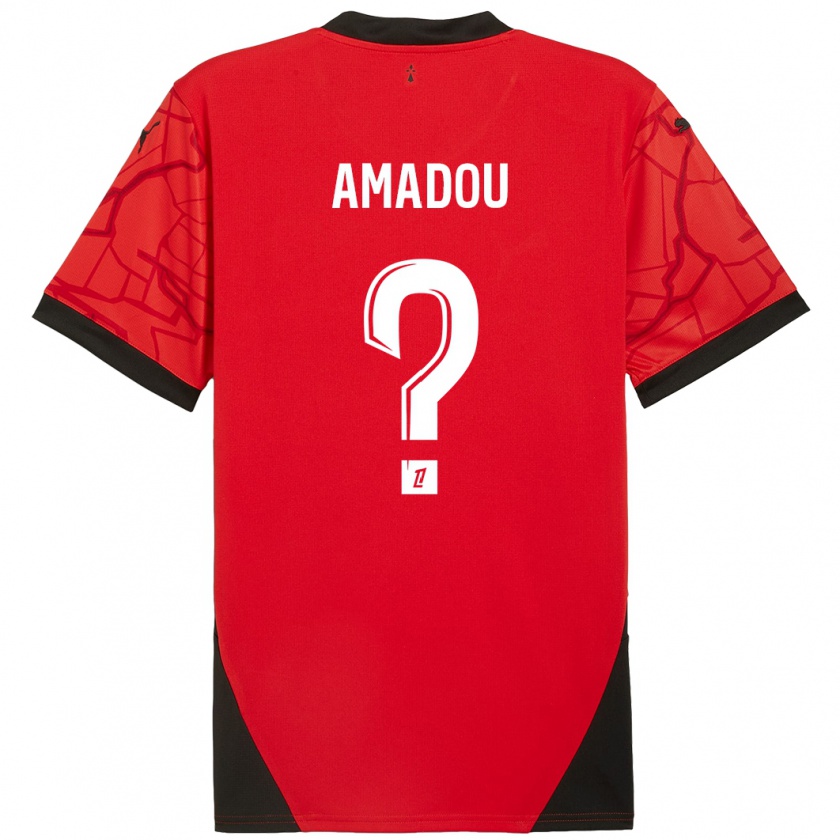 Kandiny Gyermek Amadou Diallo #0 Piros Fekete Hazai Jersey 2024/25 Mez Póló Ing