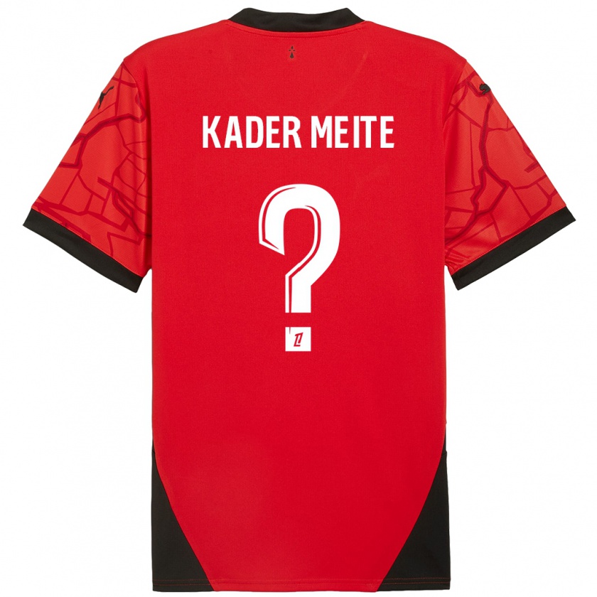 Kandiny Gyermek Mohamed Kader Meïté #0 Piros Fekete Hazai Jersey 2024/25 Mez Póló Ing