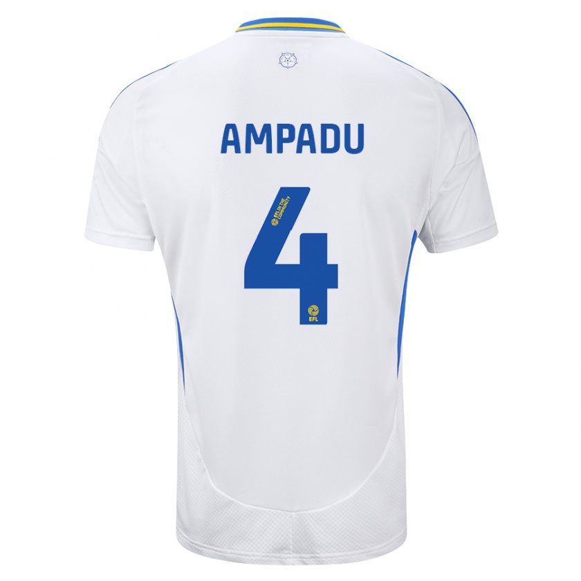 Kandiny Gyermek Ethan Ampadu #4 Fehér Kék Hazai Jersey 2024/25 Mez Póló Ing