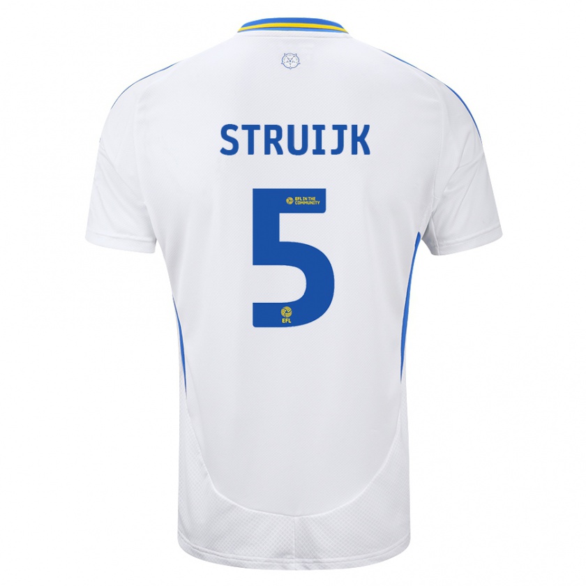 Kandiny Gyermek Pascal Struijk #5 Fehér Kék Hazai Jersey 2024/25 Mez Póló Ing