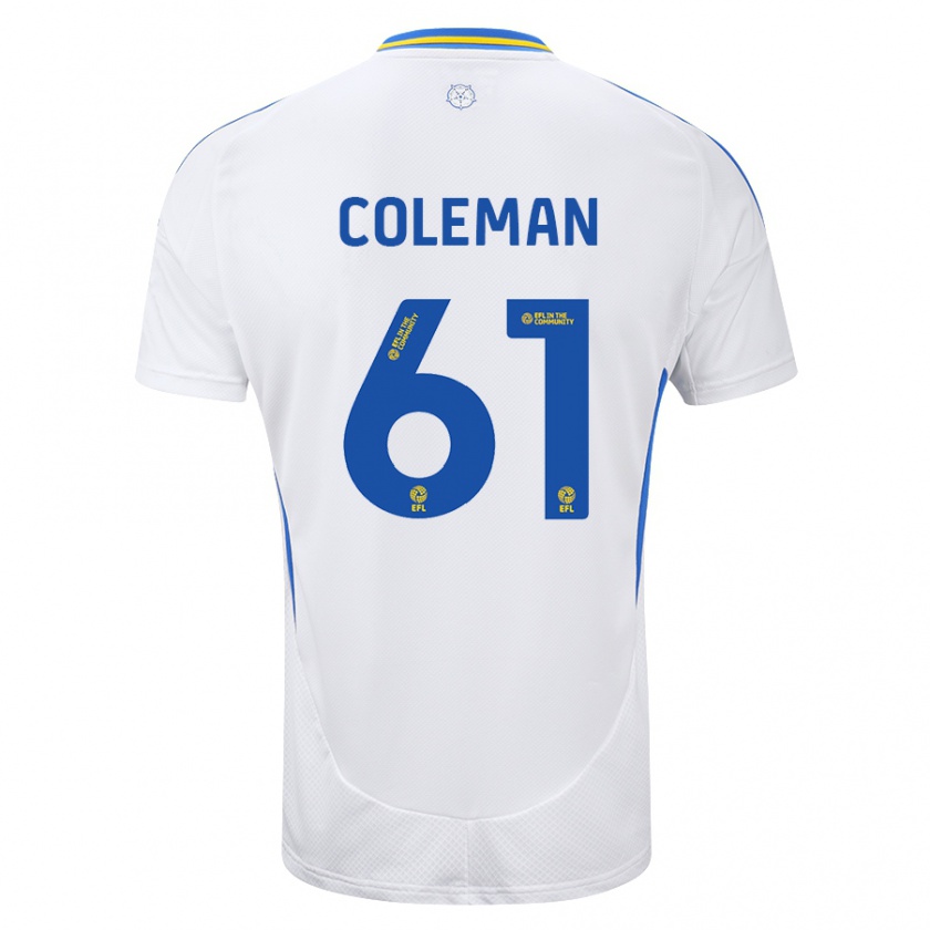 Kandiny Gyermek Cian Coleman #61 Fehér Kék Hazai Jersey 2024/25 Mez Póló Ing