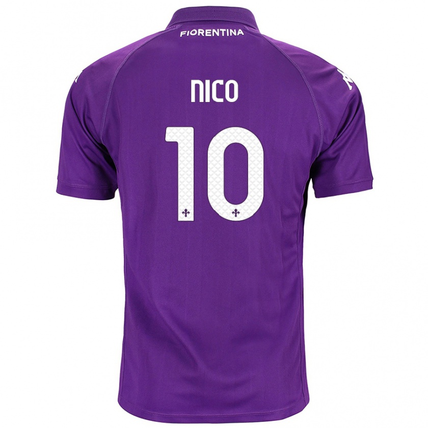 Kandiny Gyermek Nico González #10 Lila Hazai Jersey 2024/25 Mez Póló Ing