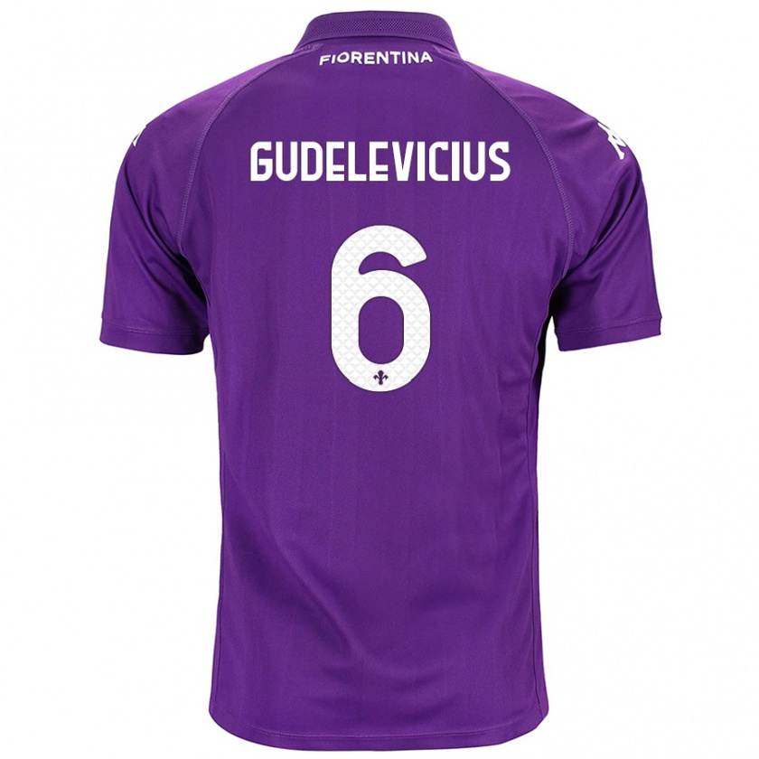 Kandiny Gyermek Ernestas Gudelevicius #6 Lila Hazai Jersey 2024/25 Mez Póló Ing