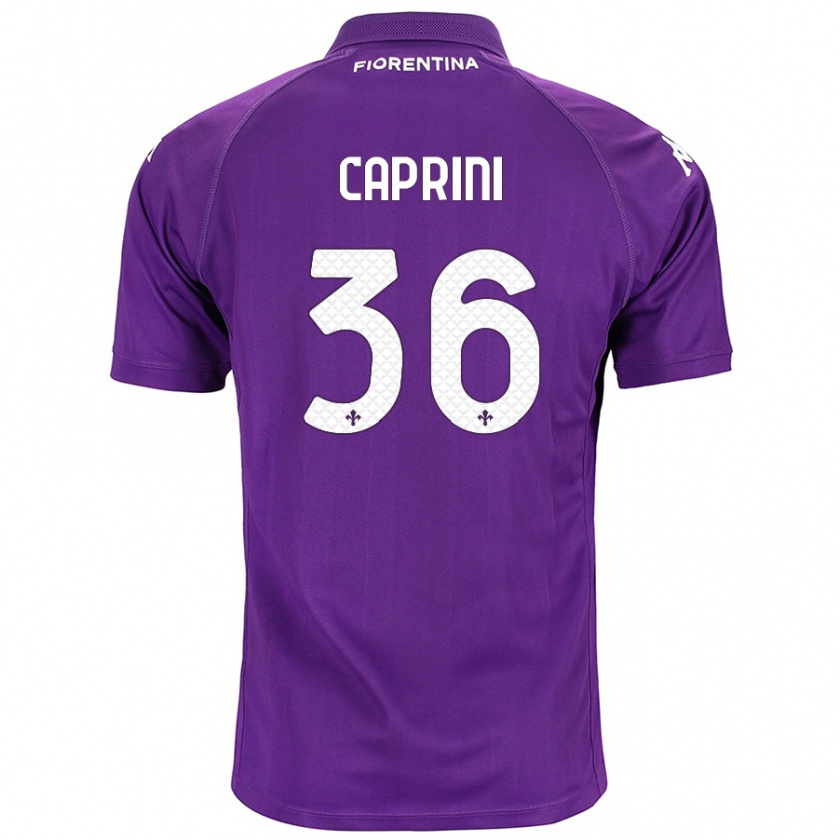 Kandiny Gyermek Maat Daniel Caprini #36 Lila Hazai Jersey 2024/25 Mez Póló Ing