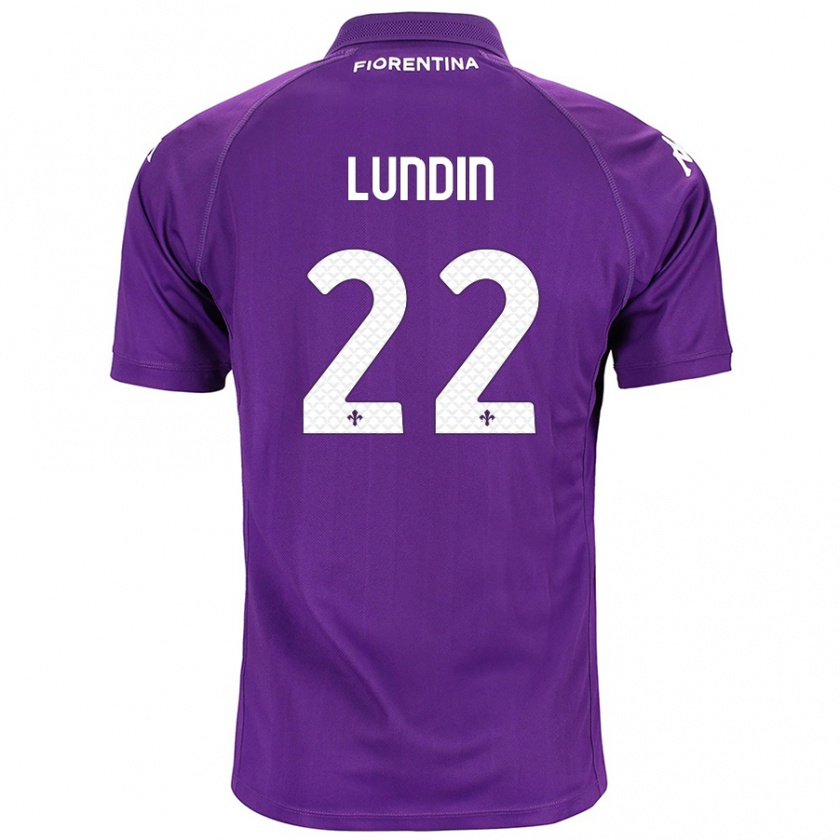 Kandiny Gyermek Karin Lundin #22 Lila Hazai Jersey 2024/25 Mez Póló Ing