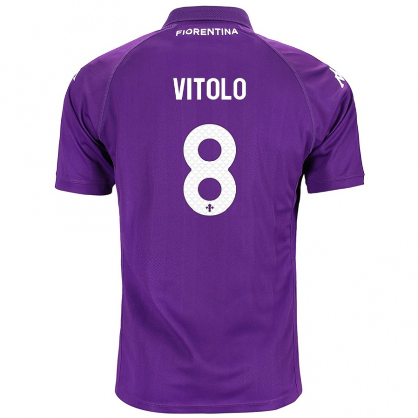 Kandiny Gyermek Federico Vitolo #8 Lila Hazai Jersey 2024/25 Mez Póló Ing