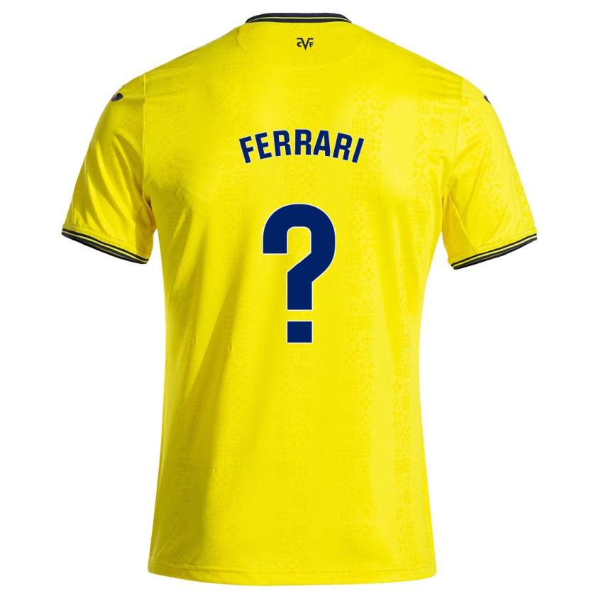 Kandiny Gyermek Andrés Ferrari #0 Sárga Fekete Hazai Jersey 2024/25 Mez Póló Ing