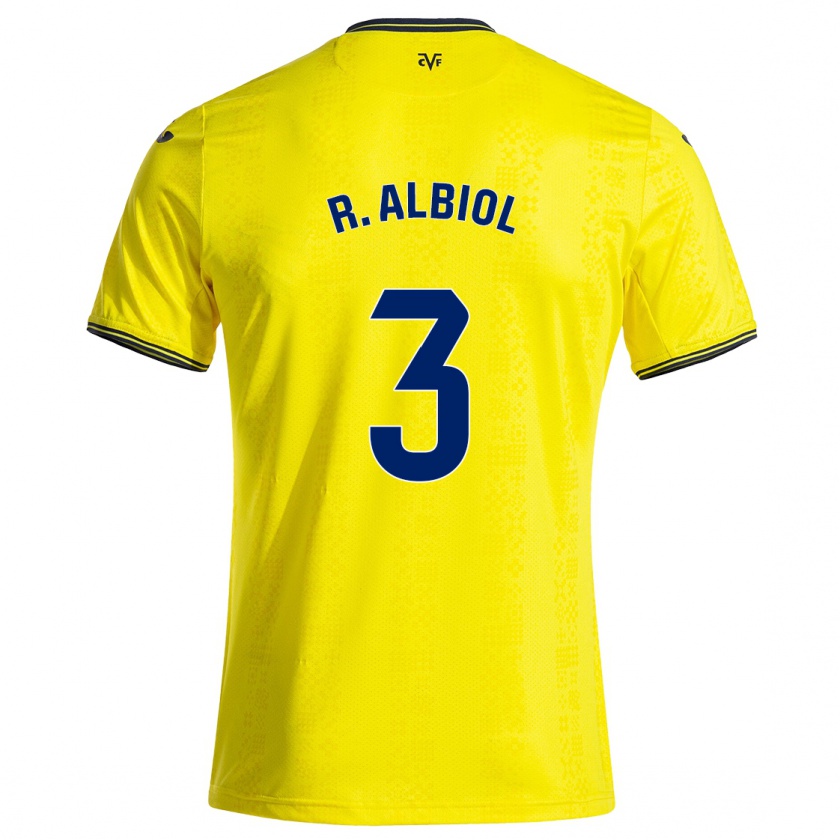 Kandiny Gyermek Raúl Albiol #3 Sárga Fekete Hazai Jersey 2024/25 Mez Póló Ing