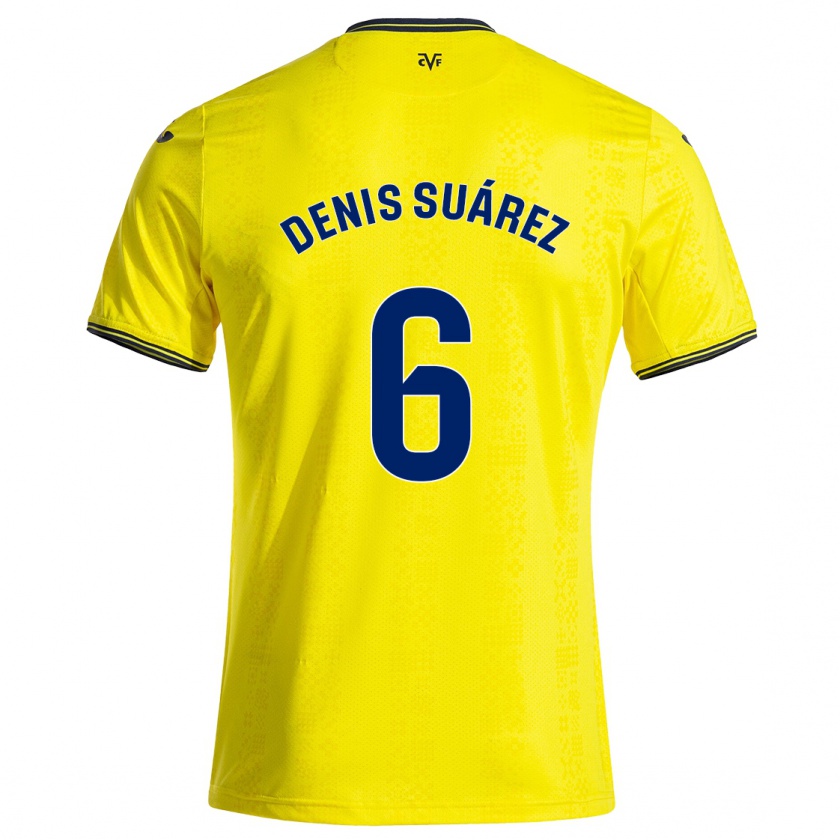 Kandiny Gyermek Denis Suárez #6 Sárga Fekete Hazai Jersey 2024/25 Mez Póló Ing