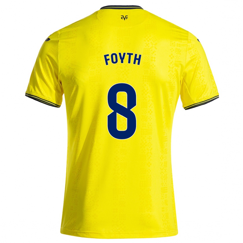 Kandiny Gyermek Juan Foyth #8 Sárga Fekete Hazai Jersey 2024/25 Mez Póló Ing