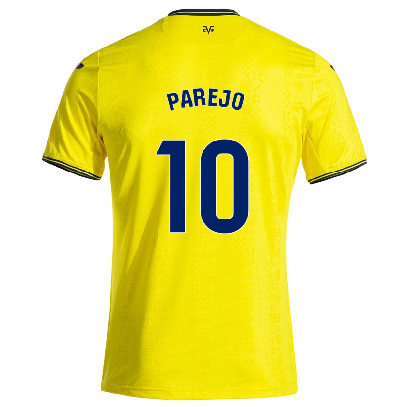 Kandiny Gyermek Dani Parejo #10 Sárga Fekete Hazai Jersey 2024/25 Mez Póló Ing