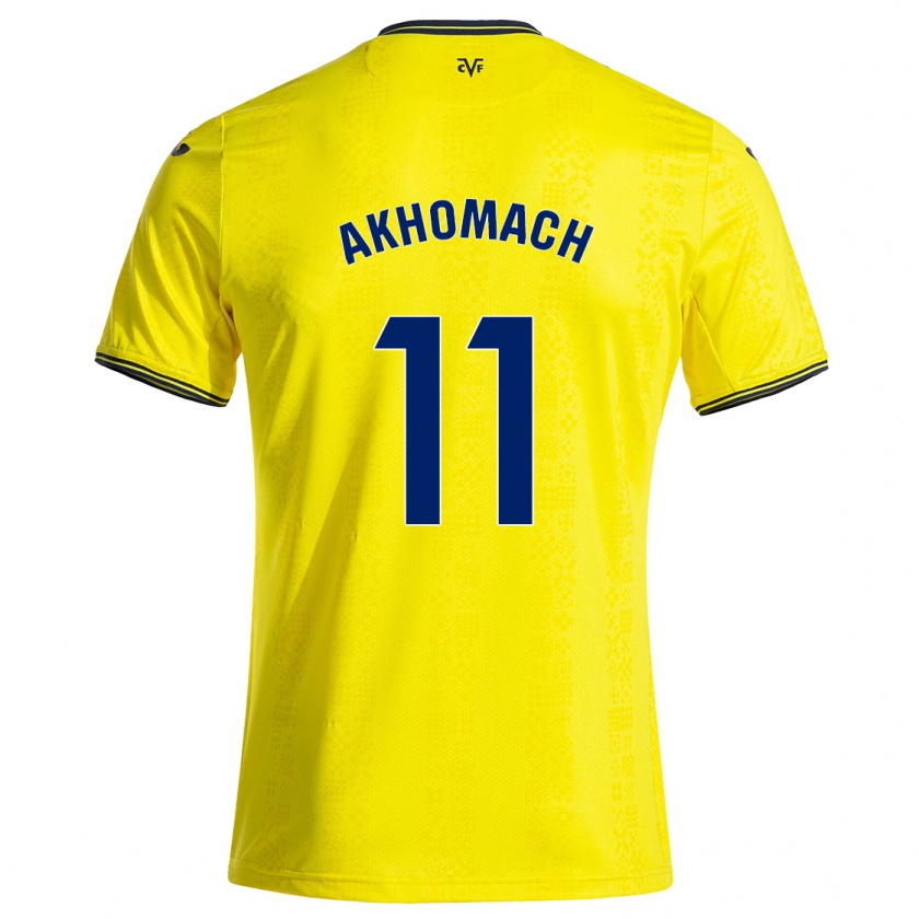 Kandiny Gyermek Ilias Akhomach #11 Sárga Fekete Hazai Jersey 2024/25 Mez Póló Ing