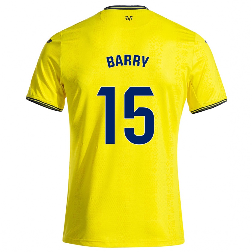 Kandiny Gyermek Thierno Barry #15 Sárga Fekete Hazai Jersey 2024/25 Mez Póló Ing