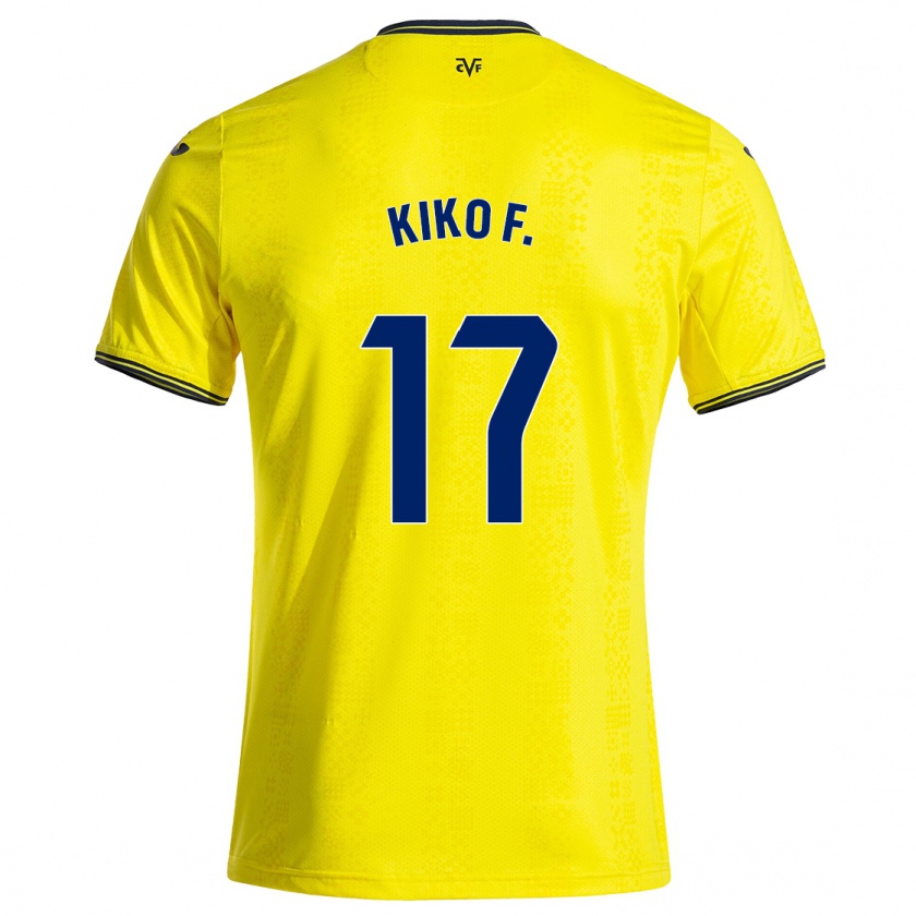 Kandiny Gyermek Kiko Femenía #17 Sárga Fekete Hazai Jersey 2024/25 Mez Póló Ing