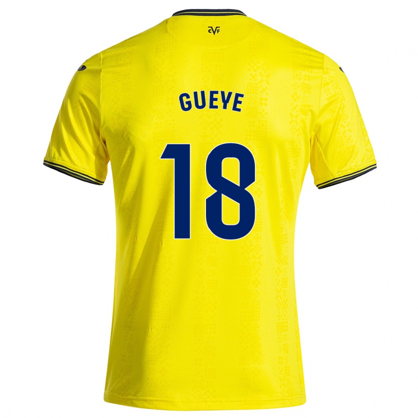 Kandiny Gyermek Pape Gueye #18 Sárga Fekete Hazai Jersey 2024/25 Mez Póló Ing