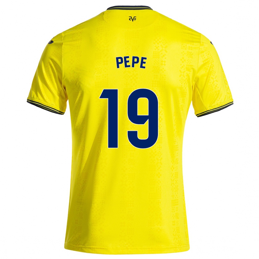 Kandiny Gyermek Nicolas Pépé #19 Sárga Fekete Hazai Jersey 2024/25 Mez Póló Ing