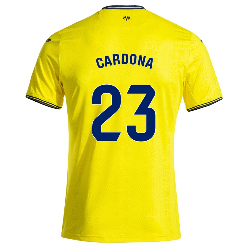 Kandiny Gyermek Sergi Cardona #23 Sárga Fekete Hazai Jersey 2024/25 Mez Póló Ing