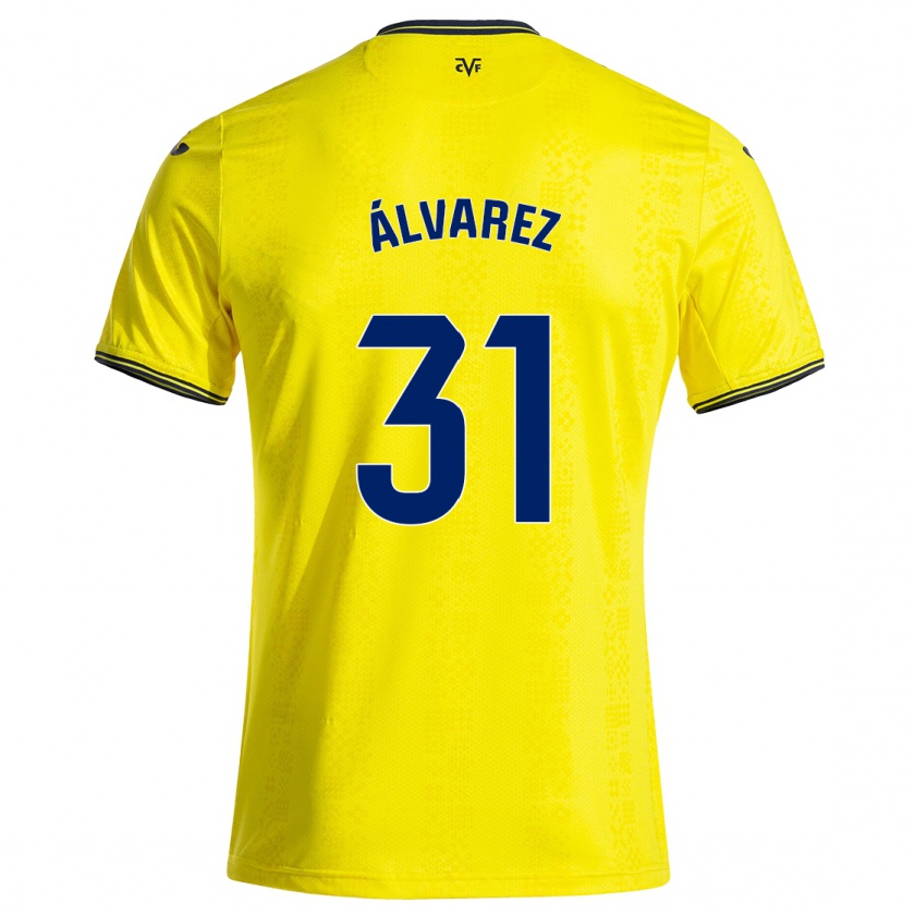 Kandiny Gyermek Iker Álvarez #31 Sárga Fekete Hazai Jersey 2024/25 Mez Póló Ing