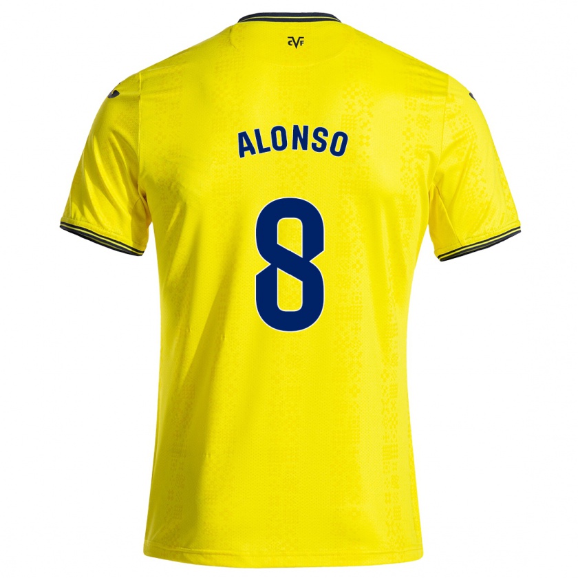 Kandiny Gyermek Rodri Alonso #8 Sárga Fekete Hazai Jersey 2024/25 Mez Póló Ing