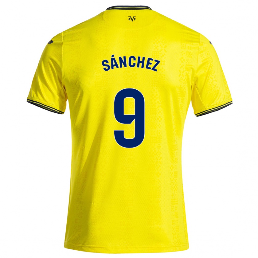 Kandiny Gyermek Edu Sánchez #9 Sárga Fekete Hazai Jersey 2024/25 Mez Póló Ing