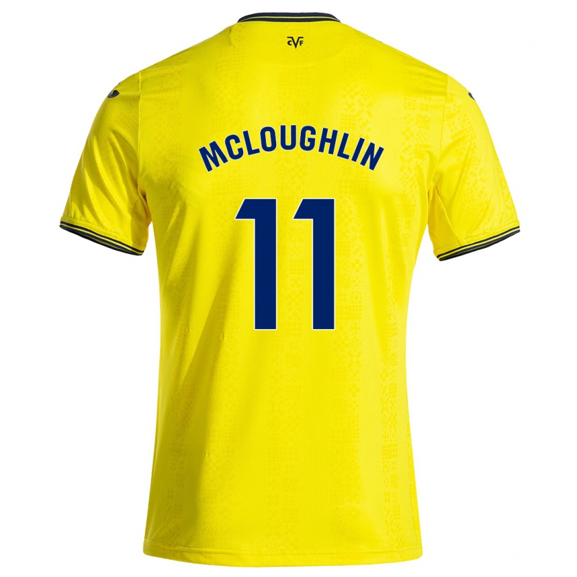 Kandiny Gyermek Caden Mcloughlin #11 Sárga Fekete Hazai Jersey 2024/25 Mez Póló Ing