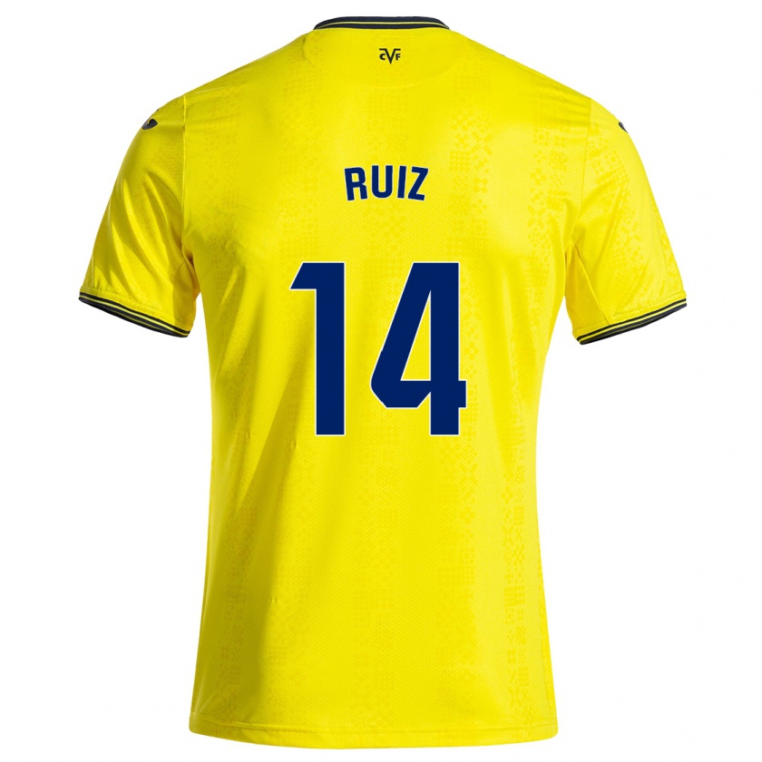 Kandiny Gyermek Adri Ruiz #14 Sárga Fekete Hazai Jersey 2024/25 Mez Póló Ing