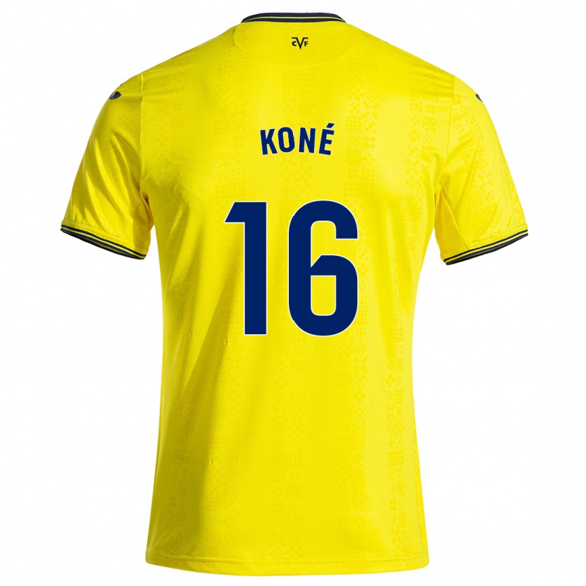 Kandiny Gyermek Ayouba Koné #16 Sárga Fekete Hazai Jersey 2024/25 Mez Póló Ing