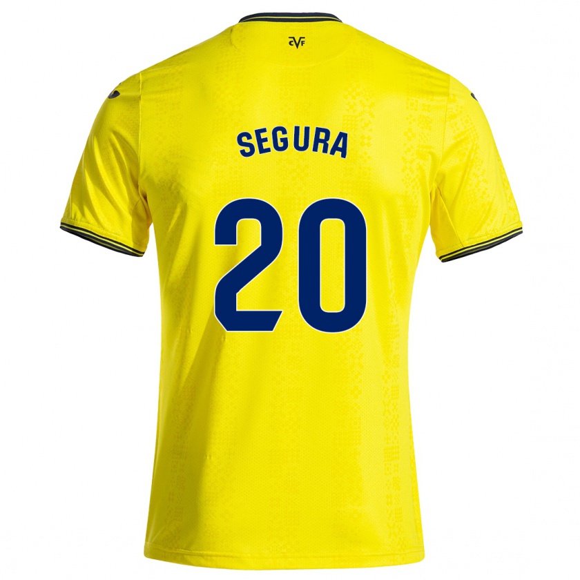 Kandiny Gyermek Carlos Segura #20 Sárga Fekete Hazai Jersey 2024/25 Mez Póló Ing