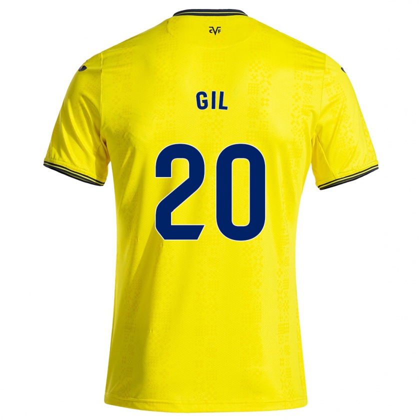 Kandiny Gyermek Mario Gil #20 Sárga Fekete Hazai Jersey 2024/25 Mez Póló Ing