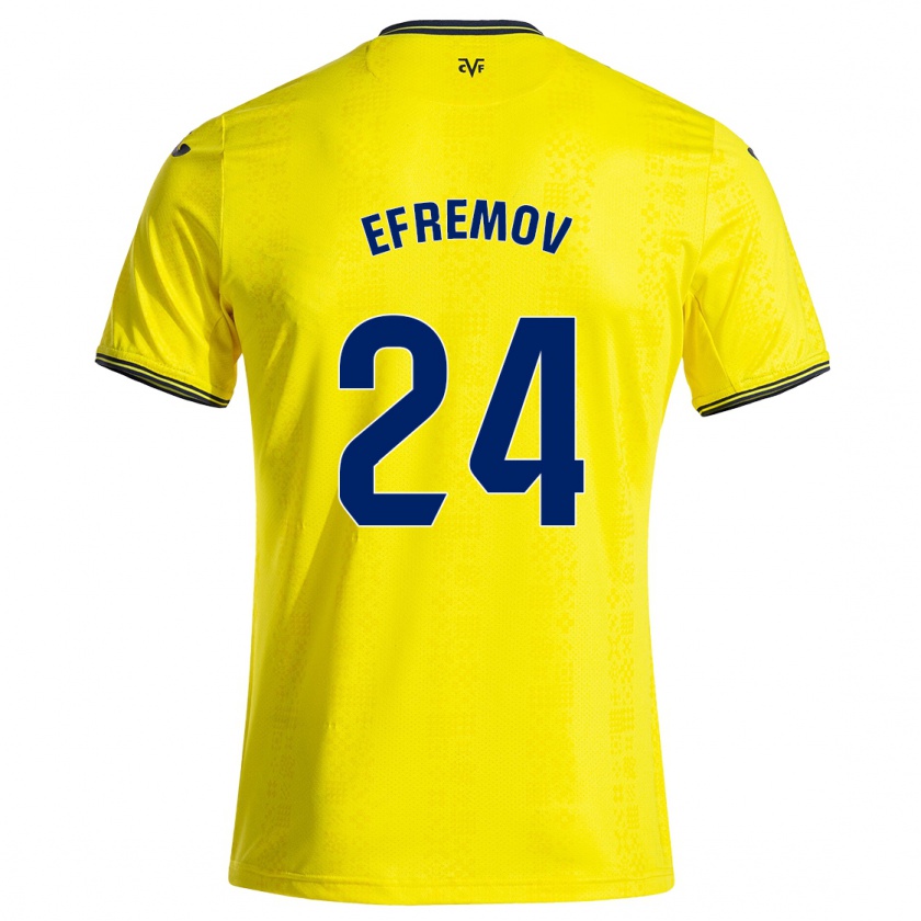 Kandiny Gyermek Anton Efremov #24 Sárga Fekete Hazai Jersey 2024/25 Mez Póló Ing