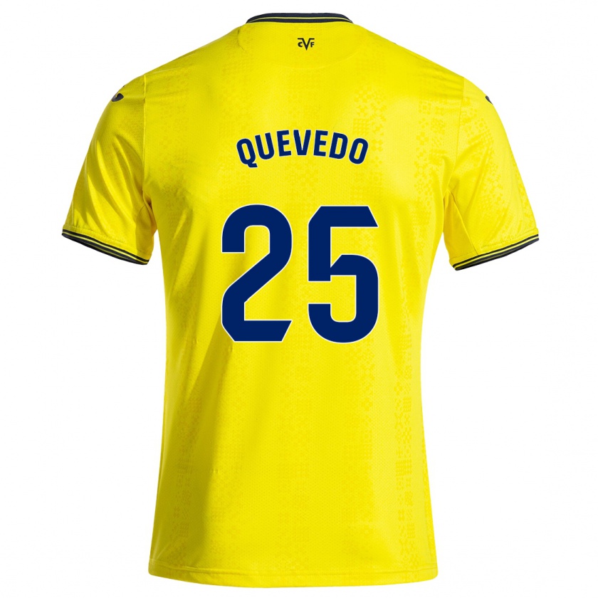 Kandiny Gyermek Alex Quevedo #25 Sárga Fekete Hazai Jersey 2024/25 Mez Póló Ing