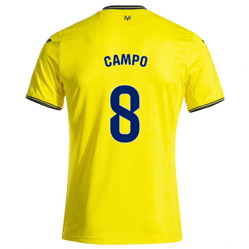 Kandiny Gyermek Ainoa Campo #8 Sárga Fekete Hazai Jersey 2024/25 Mez Póló Ing