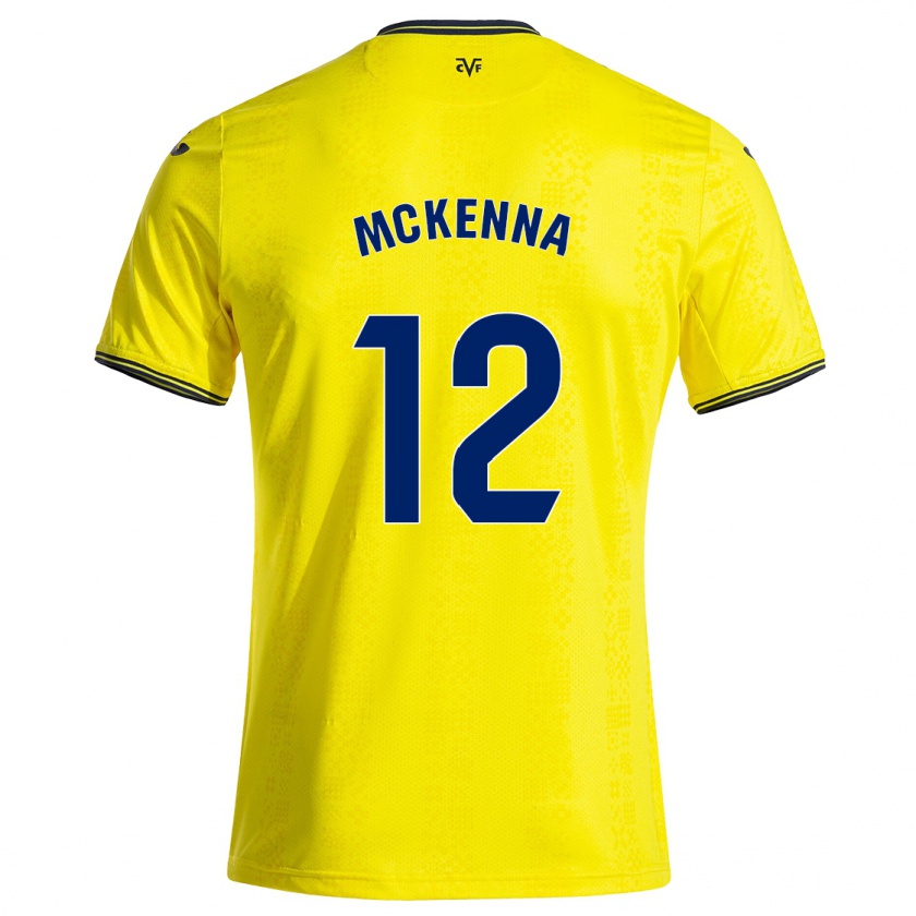 Kandiny Gyermek Kayla Mckenna #12 Sárga Fekete Hazai Jersey 2024/25 Mez Póló Ing