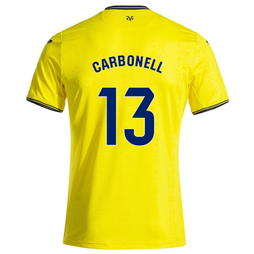 Kandiny Gyermek Carmen Carbonell #13 Sárga Fekete Hazai Jersey 2024/25 Mez Póló Ing