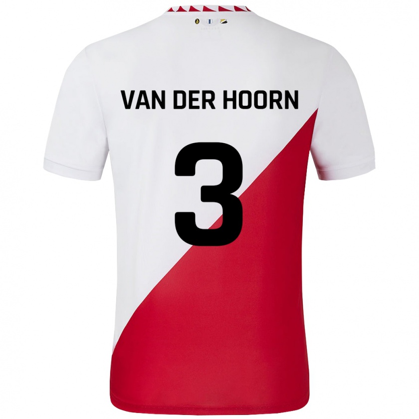 Kandiny Gyermek Mike Van Der Hoorn #3 Fehér Piros Hazai Jersey 2024/25 Mez Póló Ing