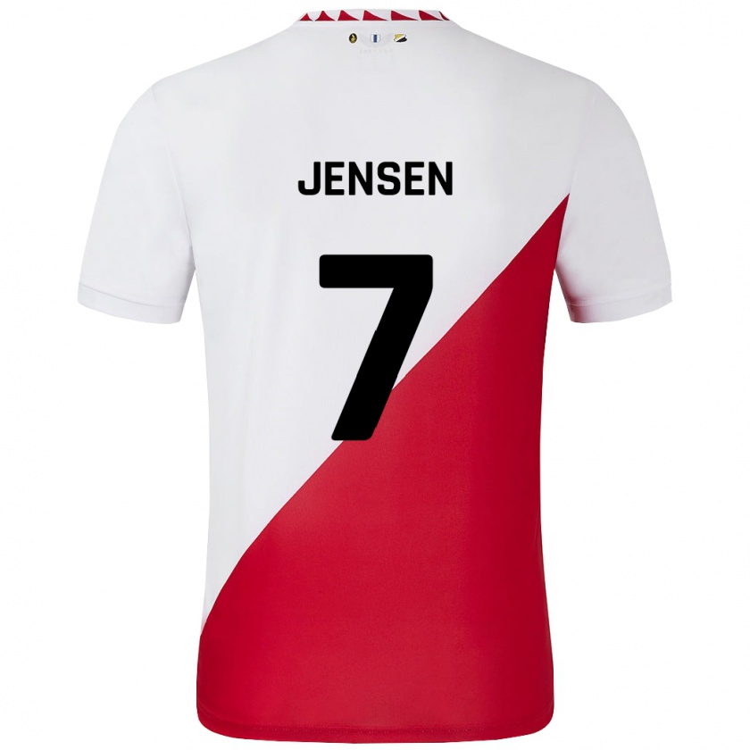 Kandiny Gyermek Victor Jensen #7 Fehér Piros Hazai Jersey 2024/25 Mez Póló Ing