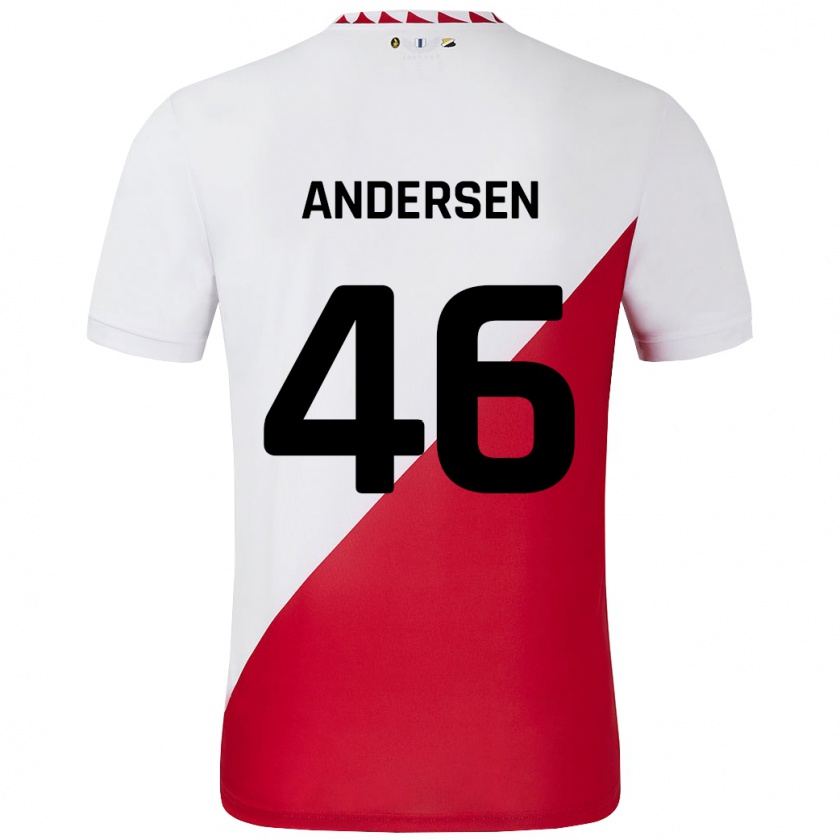 Kandiny Gyermek Silas Andersen #46 Fehér Piros Hazai Jersey 2024/25 Mez Póló Ing