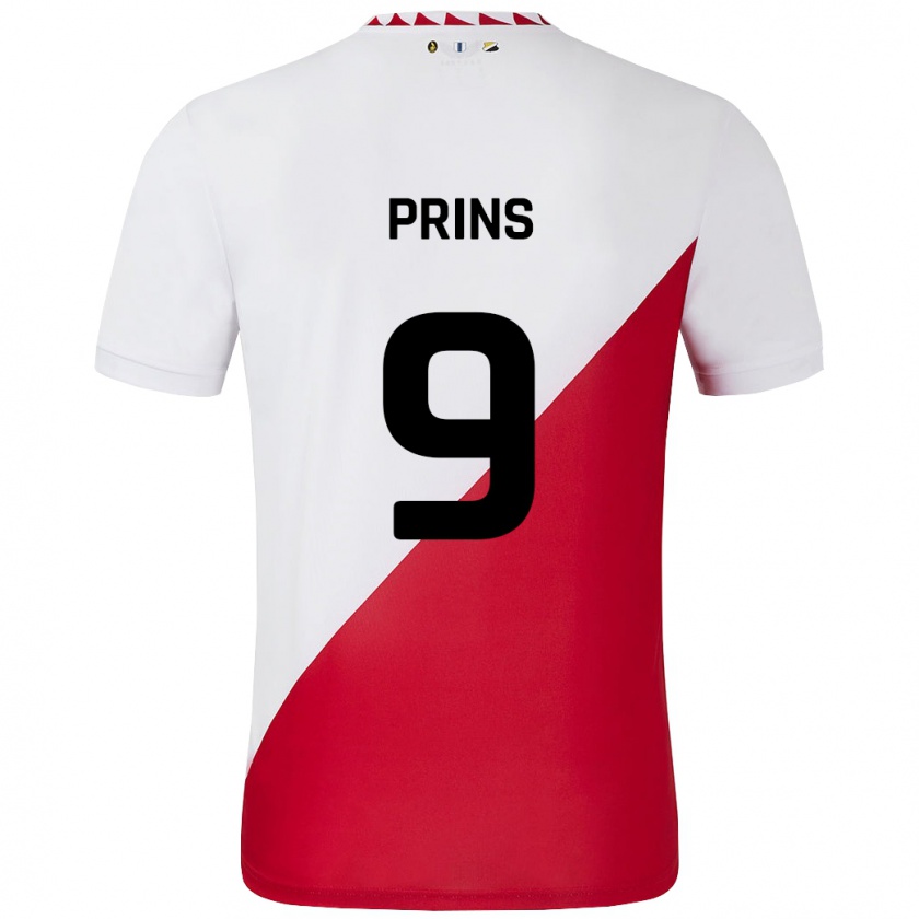 Kandiny Gyermek Femke Prins #9 Fehér Piros Hazai Jersey 2024/25 Mez Póló Ing