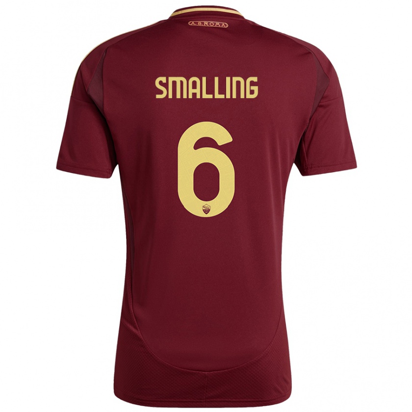 Kandiny Gyermek Chris Smalling #6 Vörös Barna Arany Hazai Jersey 2024/25 Mez Póló Ing