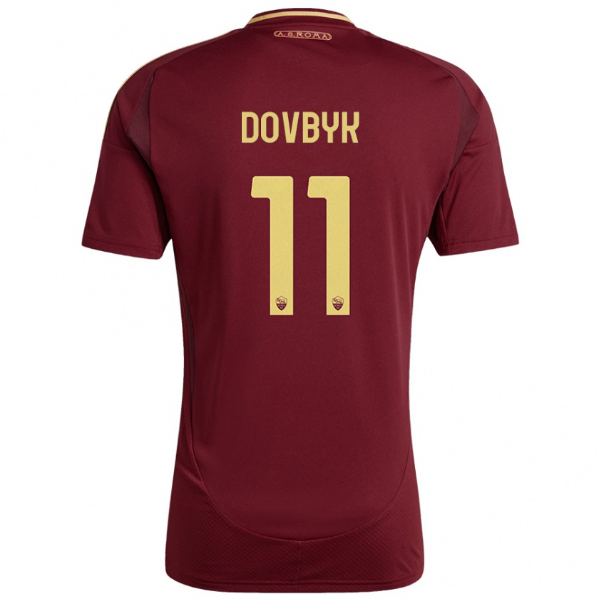 Kandiny Gyermek Artem Dovbyk #11 Vörös Barna Arany Hazai Jersey 2024/25 Mez Póló Ing