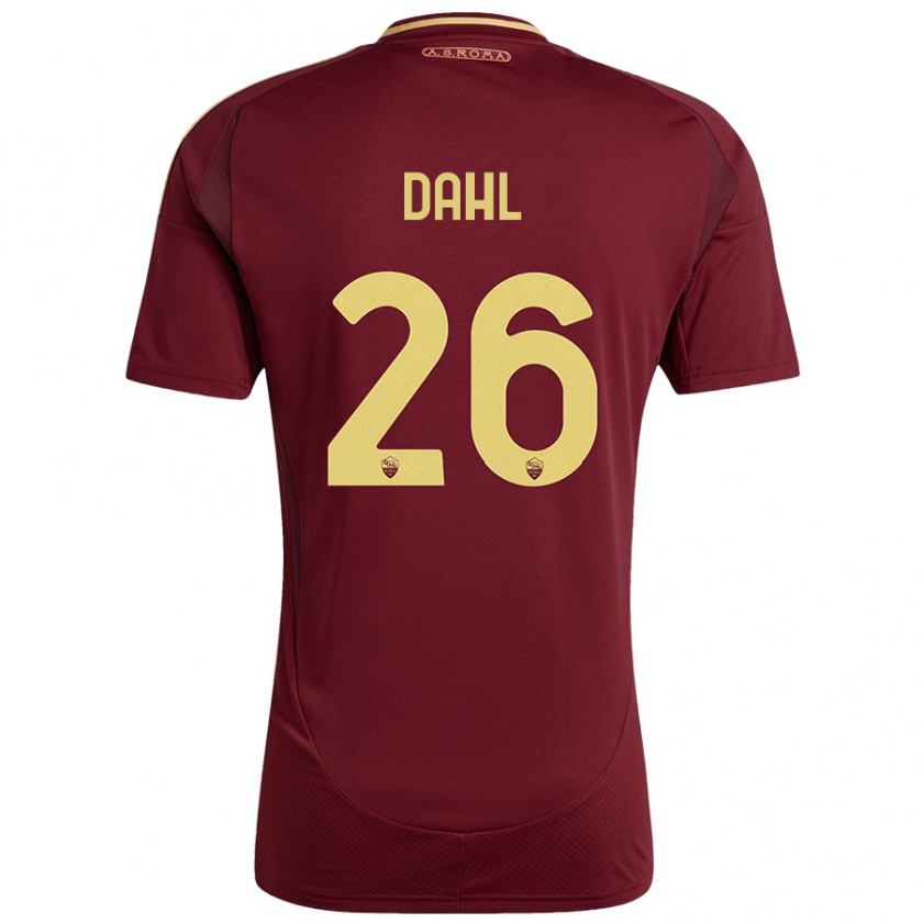 Kandiny Gyermek Samuel Dahl #26 Vörös Barna Arany Hazai Jersey 2024/25 Mez Póló Ing