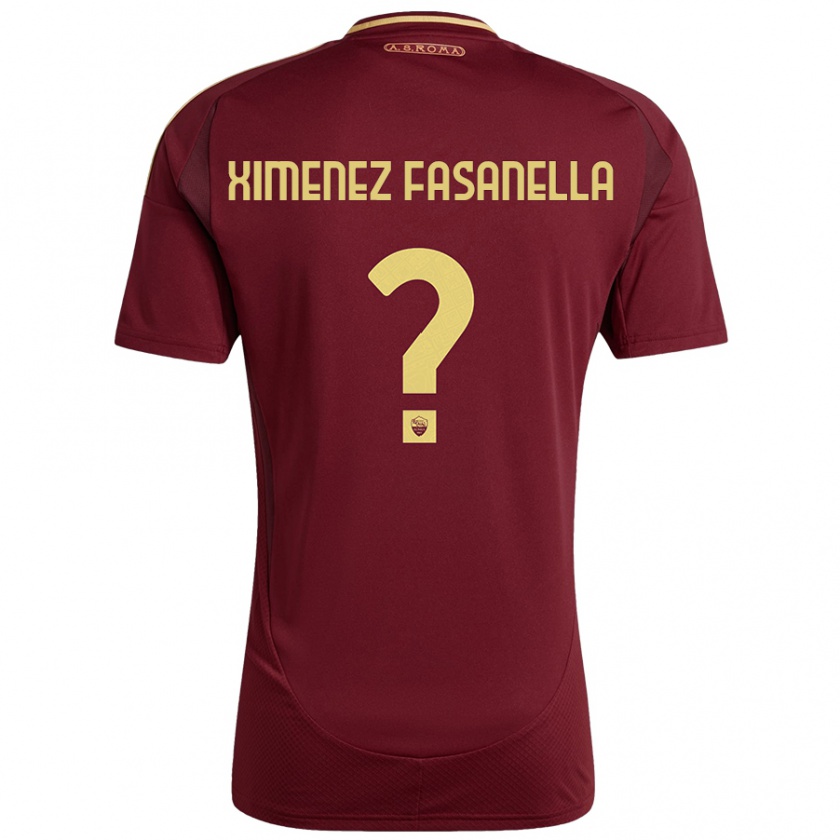 Kandiny Gyermek Rafael Ximenez Fasanella #0 Vörös Barna Arany Hazai Jersey 2024/25 Mez Póló Ing