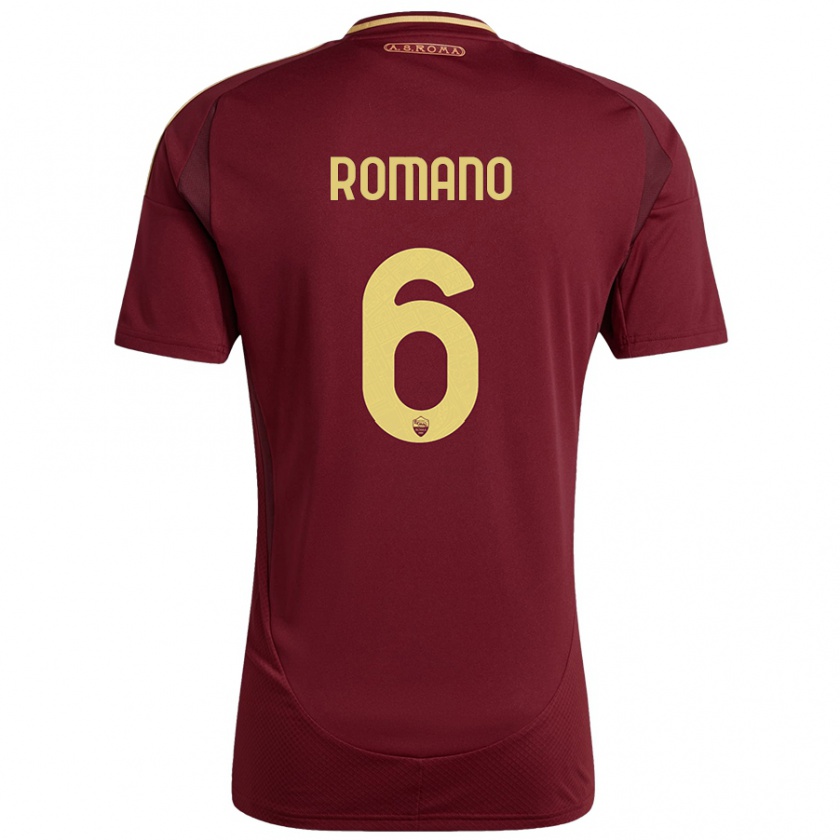 Kandiny Gyermek Alessandro Romano #6 Vörös Barna Arany Hazai Jersey 2024/25 Mez Póló Ing