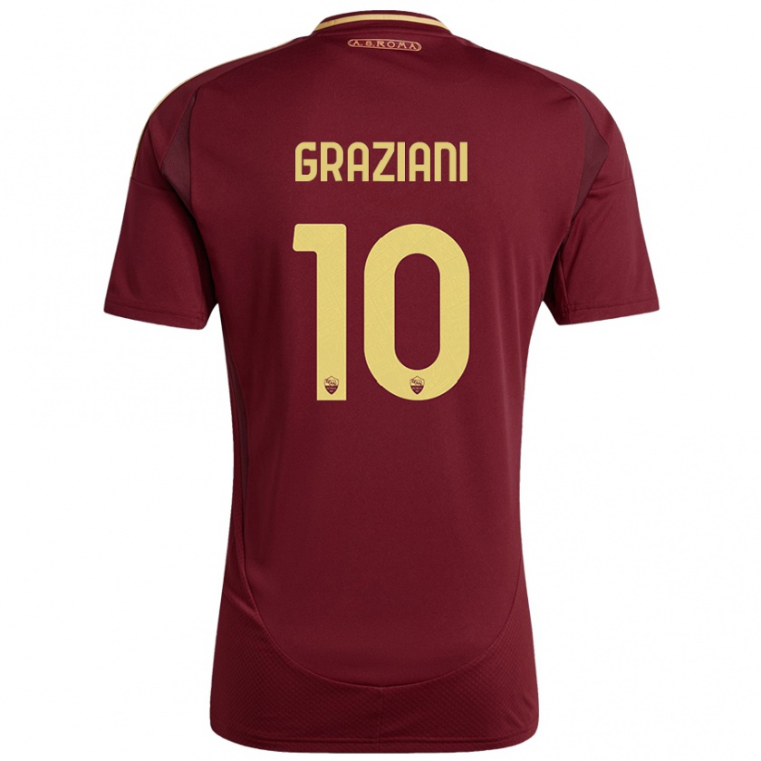 Kandiny Gyermek Leonardo Graziani #10 Vörös Barna Arany Hazai Jersey 2024/25 Mez Póló Ing