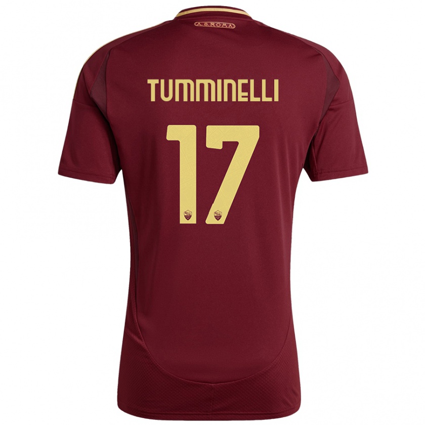 Kandiny Gyermek Gianmarco Tumminelli #17 Vörös Barna Arany Hazai Jersey 2024/25 Mez Póló Ing