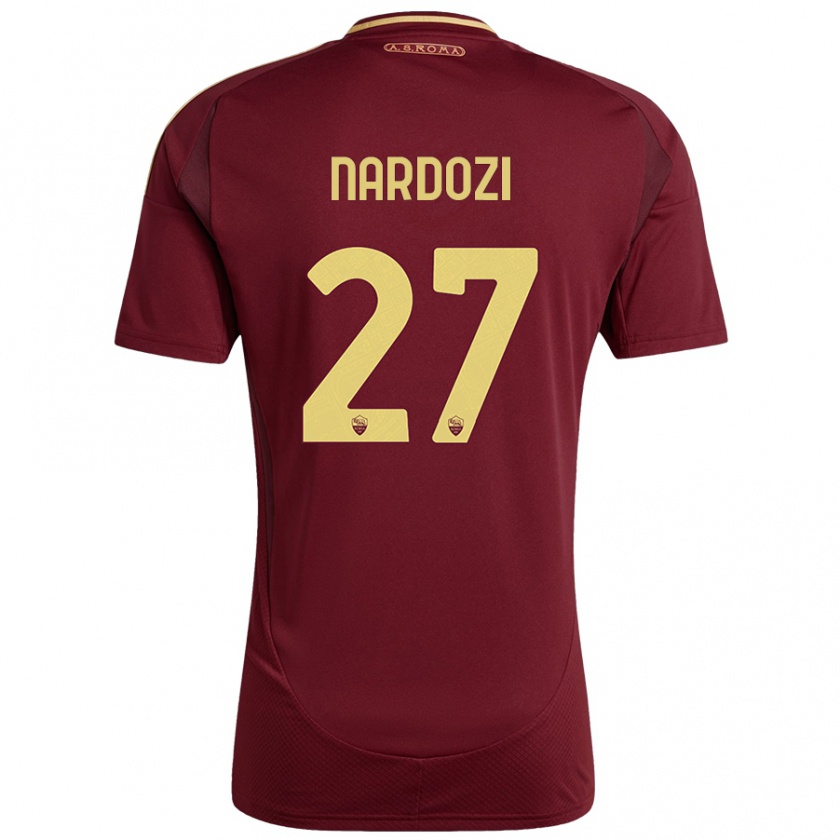 Kandiny Gyermek Manuel Nardozi #27 Vörös Barna Arany Hazai Jersey 2024/25 Mez Póló Ing