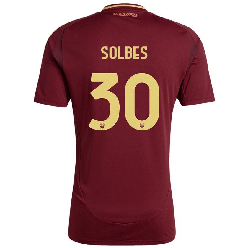 Kandiny Gyermek Ricardo Solbes #30 Vörös Barna Arany Hazai Jersey 2024/25 Mez Póló Ing