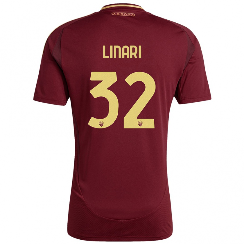 Kandiny Gyermek Elena Linari #32 Vörös Barna Arany Hazai Jersey 2024/25 Mez Póló Ing