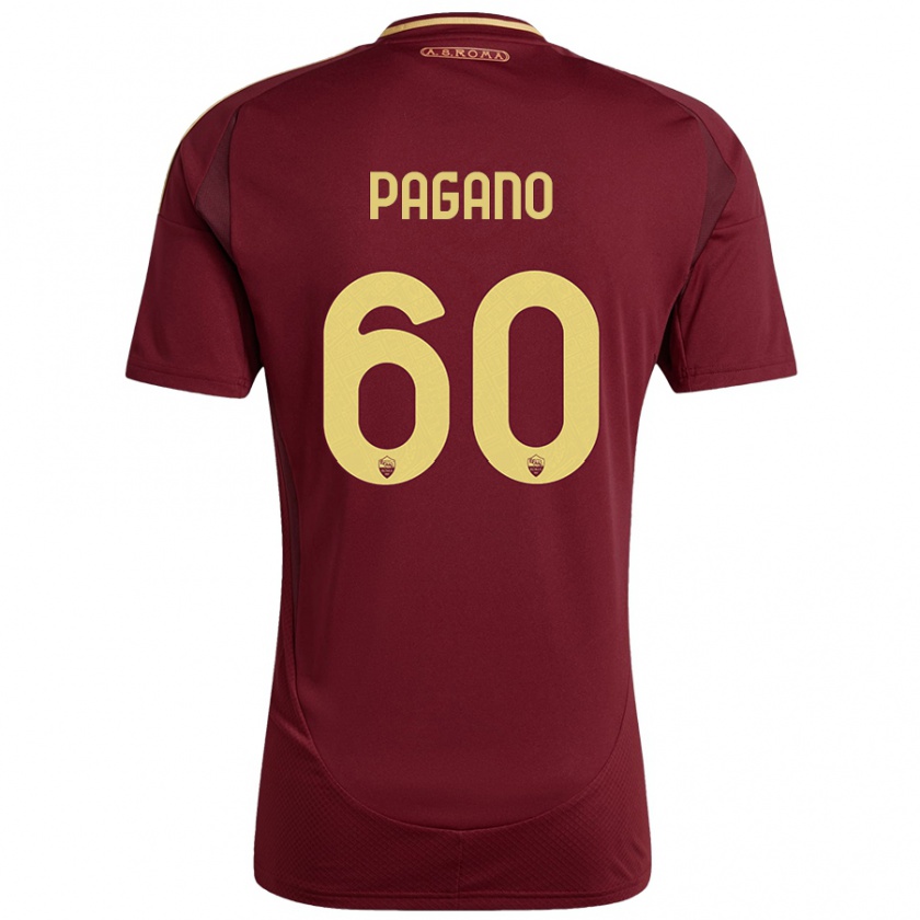 Kandiny Gyermek Riccardo Pagano #60 Vörös Barna Arany Hazai Jersey 2024/25 Mez Póló Ing