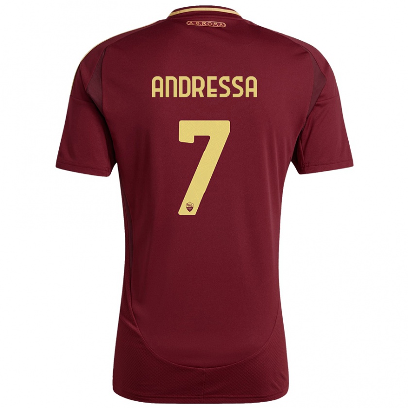 Kandiny Gyermek Andressa #7 Vörös Barna Arany Hazai Jersey 2024/25 Mez Póló Ing